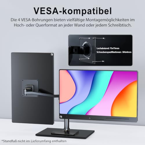 UPERFECT Portable Monitor 15.6 Inch with FHD 1080P IPS Matte Screen Standard HDMI/Type-C for Laptop/PC/Phone/Switch, Second Display with Protective Cover, VESA Compatible