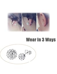 Joerica - 3 pares de pendientes de doble bola de cristal para mujeres y niñas, perlas de imitación, doble cara