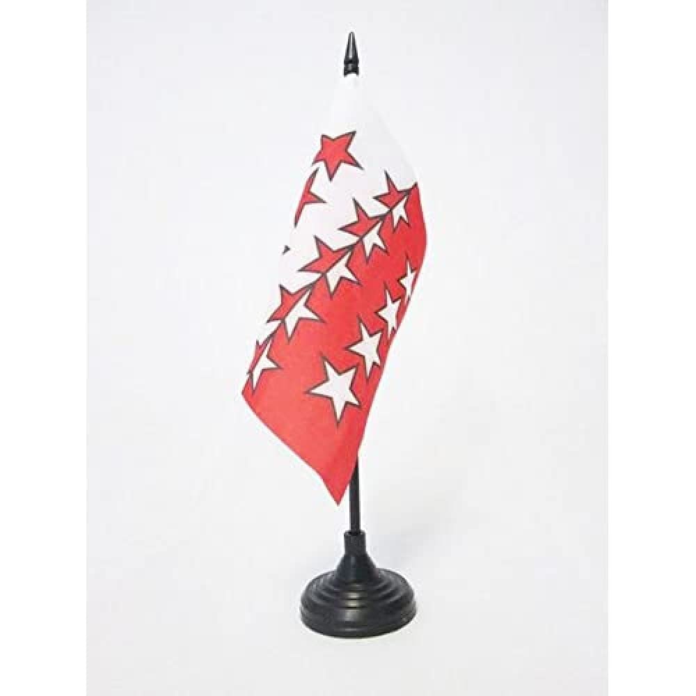 AZ FLAG Canton of Valais Table Flag 5'' x 5'' - Valais - VS Office Decoration 100% Polyester 15 x 15 cm - Mini Desk Flag with Pole and Black Plastic Base