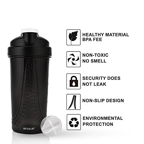 BOTTLED JOY Protein Shaker Bottle, Mixer Ball Shake Water Bottle