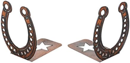 Recherche Furnishings Rustic Metal Horseshoe BOOKENDS, 1 Pair, Rust