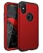 SKYLMW Compatible with iPhone X Case, [Heavy Duty] Three Layers Hybrid Rugged Shockproof Armor High Impact Defender Case Cover for Apple iPhone X 2017/XS 2018, Red Black