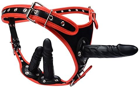 Underwear Adjustable Belt Strap on Massager for Women Couples - Black Background red Edge