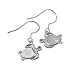 Sterling Silver Synthetic Blue Opal Turtle Dangle Earrings