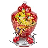 REZIPO Hummingbird Feeder with Perch - Hand Blown