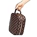 Rocket 92 Creations Checkered Makeup Bag for Women - Portable Multifunctional Cosmetic Bag - Toiletries Organizer Pouch with Zipper - Perfect for Makeup Tools, Lipstick, Eyeshadow & Brushes, Brown