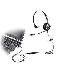 Auricular de teléfono USB con micrófono para ordenador y videojuegos, cancelación de ruido, para Skype, chat de voz, aprendizaje en línea, etc.