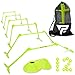 Pro Adjustable Hurdles and Cone Set – 6 Agility Hurdles (6, 9 or 12 inch) with 12 Cones for Athletes, Soccer, Kids, Sports, Track and Field Speed Training Equipment – Includes Mesh Carry Bag (Yellow)