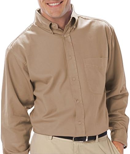 Bg-7266 - Men's Long Sleeve Easy Care Poplin with Matching Buttons (2XL-REG, TAN)