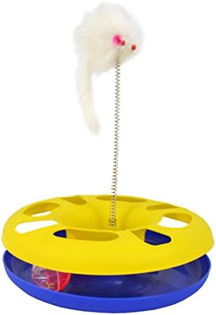 Ball Track Cat Toy with 12" Springy Mouse Swatter. These Cat Toys Keep Your Kitty Active and Busy for Hours of Play and Fun.