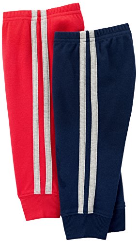 Simple Joys by Carter's Baby Boys 4-Pack Pant, Grey/Blue/Red Side Stripe, 6-9 Months