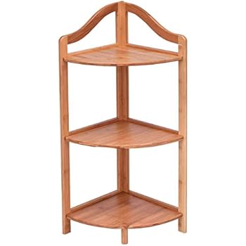 Giantex 3 Tier Corner Shelf Free Standing Corner Rack Tower Organizer Living Room Bathroom Kitchen Shelving Shelf Storage (Natural)