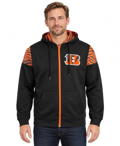 Zubaz NFL Men's Full Zip Team Color Hoodie with Zebra Band Accents - Cincinnati Bengals, Small at Amazon