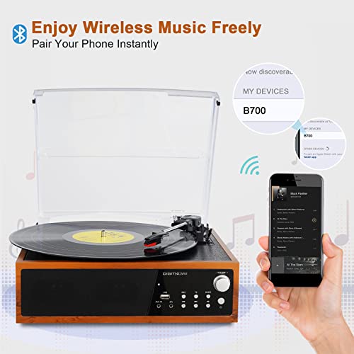 DIGITNOW Bluetooth Record Player, 3Speed Turntable with Stereo