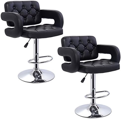 Black Bar Stools Leather Swivel Adjustable Hydraulic Pub Chair Which Will Perfectly Decor Your Living Room