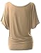 DOUBLJU Womens Short Sleeve Cut Off Shoulder Dolman Tunic Top