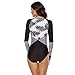 Hotkey Womens Athletic Training Swimsuit Long Sleeve Sun Protection Surfing One Piece Bathing Suit Tummy Control Swimwear Blackthumb 3