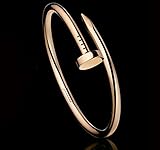 Popular Designer Inspired Stainless Steel Cuff Bangle Screw Nail Bracelet Rose Gold