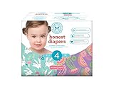 Honest Baby Diapers, Club Box, Bunnies & Sliced Fruit, Size 4, 60 Count