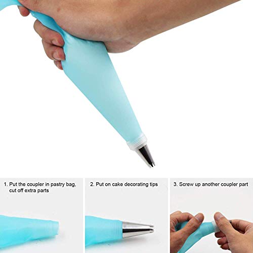 Xindinyi 38-in-1 Baking Supplies Cake Decorating Kits Tips with Storage Case, 32 Stainless Steel Icing Piping Tips with 2 Flower Nails, 2 Silicone Piping Bags and 2 Reusable Couplers