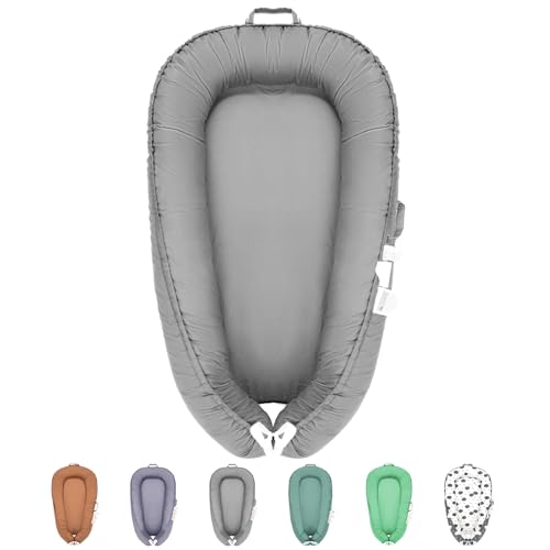 Baby Lounger - Baby Lounger for Newborn 0-24 Months, Baby Nest Breathable 100% Cotton Cover Adjustable Portable Infant Lounger,Baby Essentials and Gifts