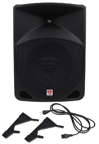 Pair Rockville RPG10 10" 1200w Powered PA/DJ Speakers + 2 Stands + 2 Cables+Bag