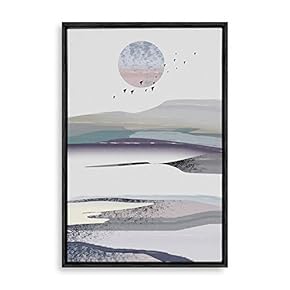 Framed Canvas Home Artwork Decoration Natural Landscape Silver Moon Canvas Wall Art for Living Room, Bedroom - 16x24 inches