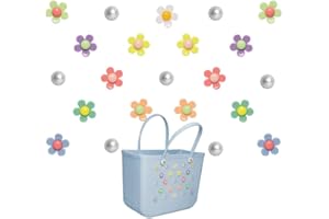 Fxfenoxo Flower Charms Compatible with Bogg Bag＆Simply Southern Totes, Pearl Bag Bits Insert Charm Accessories