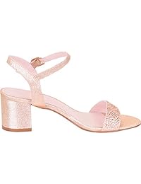 Cambridge Select Sandalia de vestir con tacón de bloque medio y diamantes de imitación de cristal para mujer