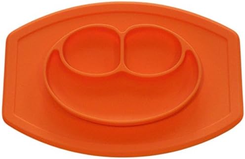 BambinoCo All in one mini silicone suction placemat and plate smiley face design (Orange)