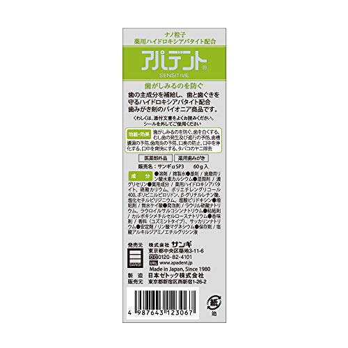 APADENT Sensitive Medical Hydroxyapatite Toothpaste 60g Made in Japan 4987643123067 eBay