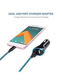 Cable tipo C de carga rápida con cargador de pared, cargador de pared USB AndHot de doble puerto, 2,1 A, cargador rápido, cubo con cable de alimentación USB C de nailon trenzado de 5.9 ft