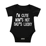 MIOIM Infant Baby Boys Girls Funny Letter Printed Short Sleeves Black Rompers Onesie