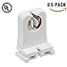 UL Listed Non-shunted T8 Lamp Holder, Lights Talk Socket Tombstone for LED Fluorescent Tube Replacements Turn-type Lampholder, Medium Bi-pin Socket for Programmed Start Ballasts (25-Pack)