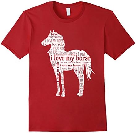 Men's I Love My Horse T-Shirt Small Cranberry