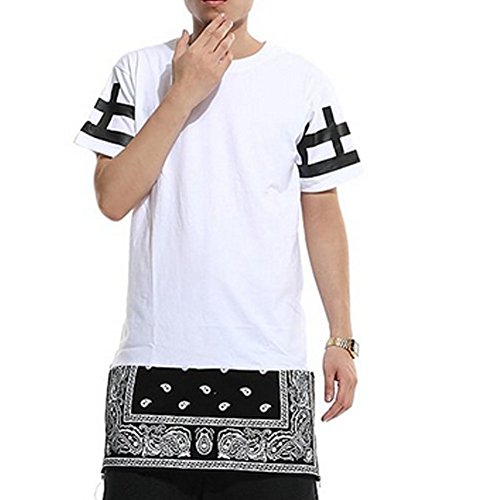 Unisex Zip up Extra Long Hipster Religious Hip Hop T-Shirt Medium White