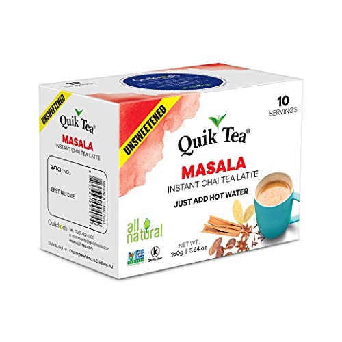 QuikTea Unsweetened Masala Chai Tea Latte 10 Count Single Box All