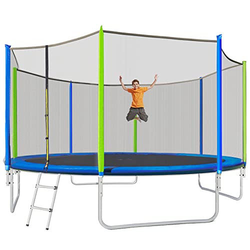 Merax 14FT Trampoline with Slide, with Ladder and Wind Stakes, Outdoor