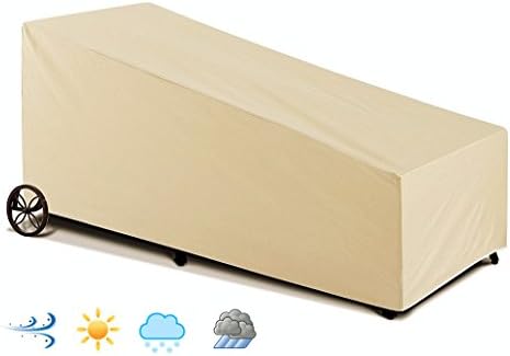 Patio Weatherproof Single Chaise Lounge Cover, Water-Resistant, Outdoor All Weather Protection, Beige Color ( 84 L x 34 W x 34H)