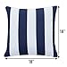 Ornavo Home Water Resistant Indoor/Outdoor Square Patio Decorative Stripe Throw Pillow Cushion - Insert Included - Set of 2 - 18
