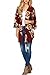Women's Fall Sheer Floral Kimono Cardigan Capes Loose Cover Up Blouse Maroon L