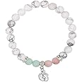 COLORFUL BLING Guardian Angel Charm Bracelets for Women Healing Crystal Beaded Stretch Elastic Bracelet Memorial Protection Sympathy Gift Natural Stone Inspirational Bracelet Faith and Love Jewelry