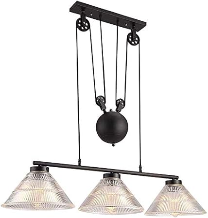 Lámpara de techo industrial, 3 luces, lámpara de araña ajustable