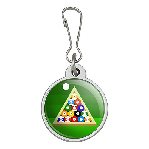 Billiard Balls and Triangle Pool Table Jacket Handbag Purse Luggage Backpack Zipper Pull Charm