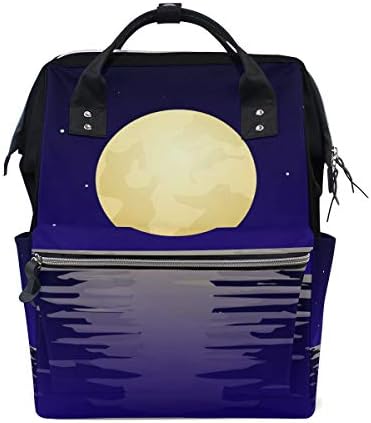 Beautiful Beach with Moon Diaper Backpack Bags Personalized Backpack for Mom Girl Women School Travel Hiking Bag Laptop Baby Bag
