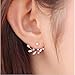 VANVENE Womens Fashion Gold Plated Leaf Crystal Ear Jacket Double Sided Swing Stud Earrings Gift Back Cuff Stud Earring (Rose Gold)