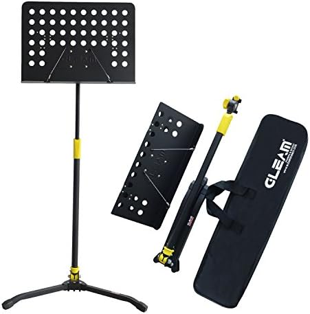 SANJOIN Deluxe Music Stand, Adjustable Folding Sheet Music Stand with Carrying Bag and Collapsible Tray, Heavy Duty Portable and Suitable for Violin, Guitar, Flute and Instrument Performance