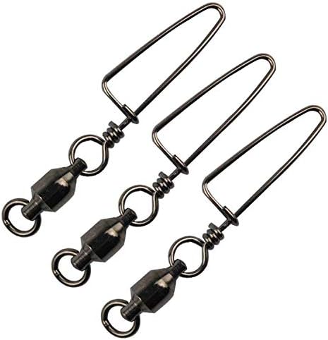 Easy Catch 10, 30 Pack High-Strength Fishing Ball Bearing Swivel with Coastlock Snap, Strong Welded Ring for Saltwater Fishing-18Lb to 440Lb (100% Copper+Stainless Steel with Black Nickle Coated)