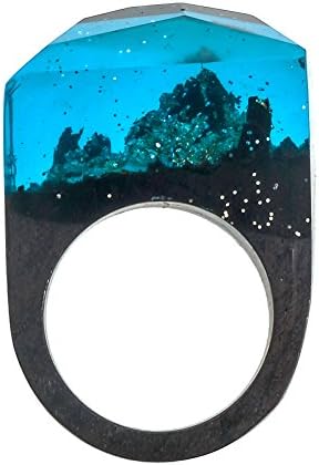 TENGZHEN Jewelry Handmade Wood Resin Rings Magical Miniature Snow Worlds Inside Ring Jewelry For Womens