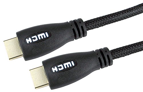 World of Data 1m HDMI v1.4 Cable - WHITE LED Hood - Braided Nylon Cabling - Gold Plated - HDMI Ethernet Channel - Audio Return Channel (A...